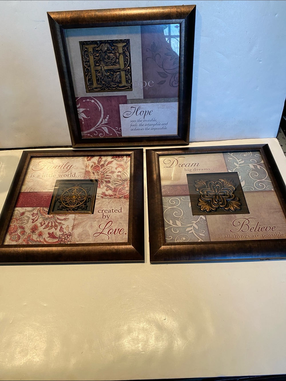 Set of 3 Framed Inspirational Plaques